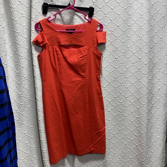 NWT Chetta B size 6 coral stretch unique neckline casual dressy soft comfy - Picture 1 of 9